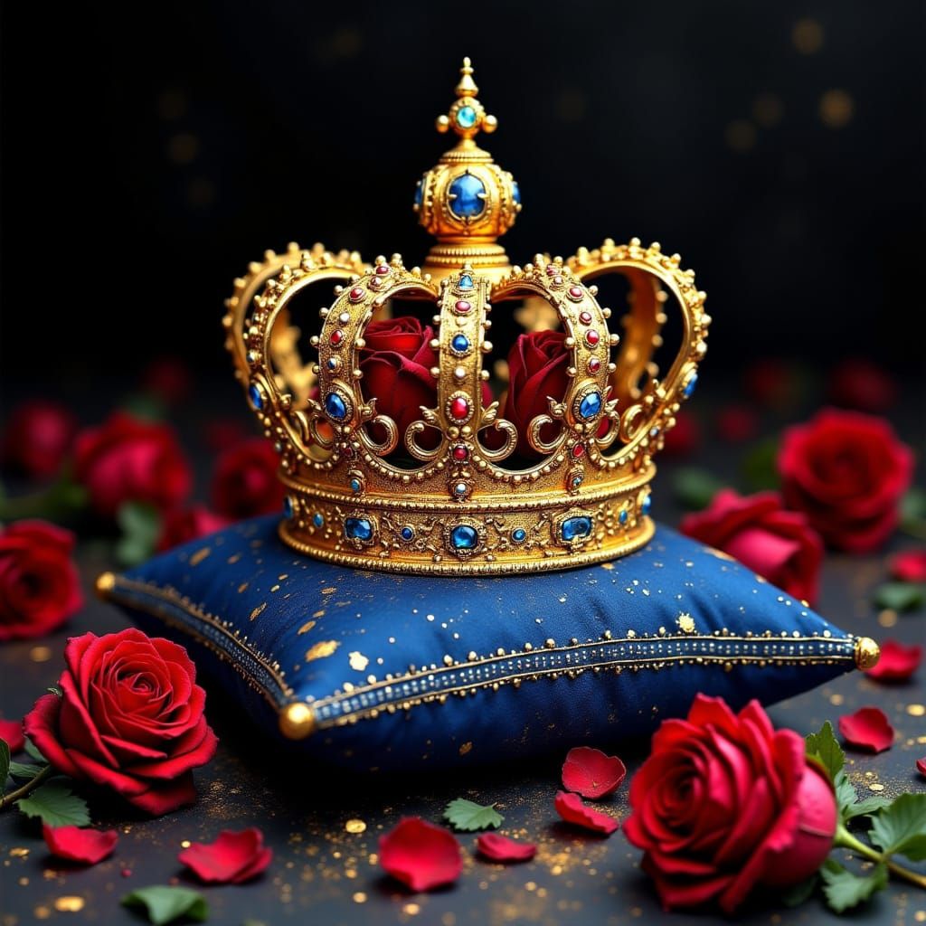Luxurious Gold Crown Adorned with Precious Gems