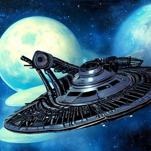 Retro Sci-Fi Alien Spaceship Moonscape Poster Art