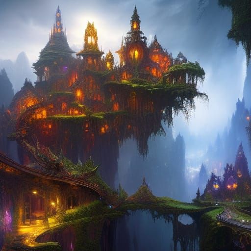 Intricate Fairy House in a Mitten