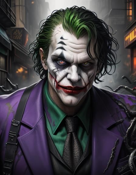Joker and Venom Amalgamation in Comic Book Art