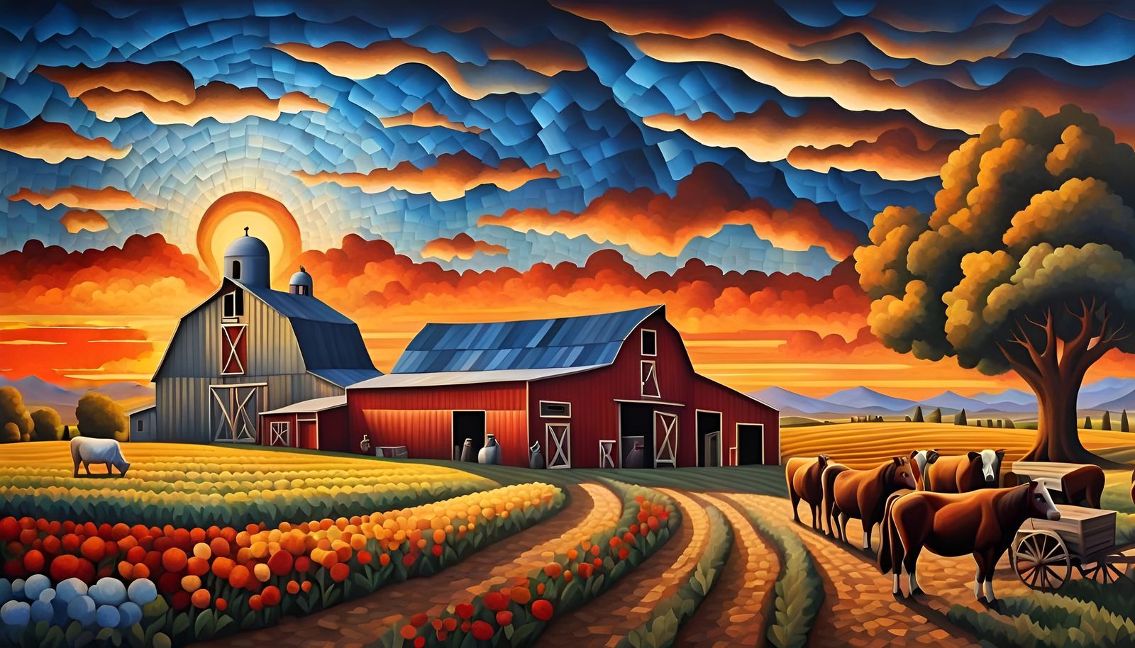 Vibrant Sunset Sky Generated by AI