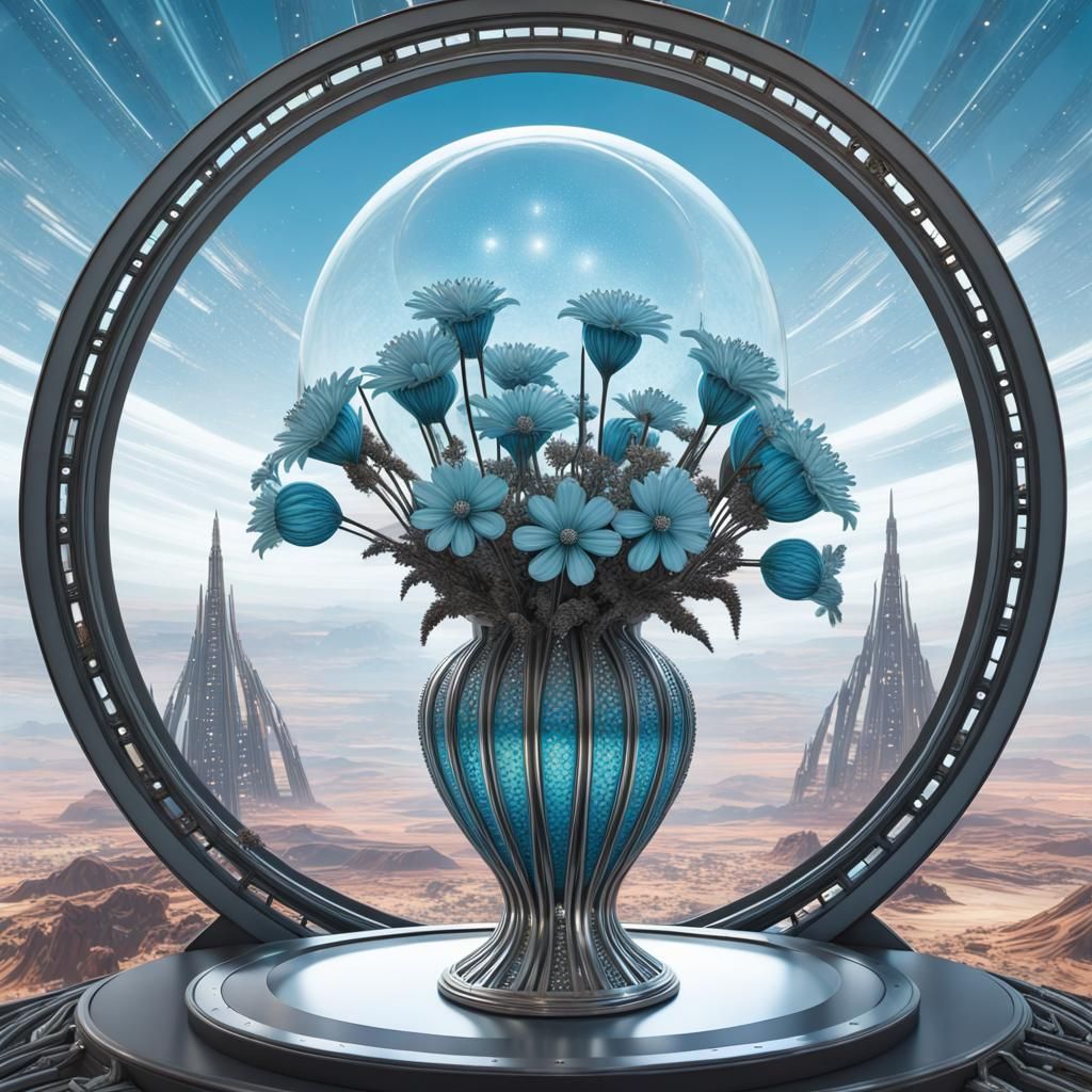 Futuristic Alien Flowers in Sci-Fi Setting