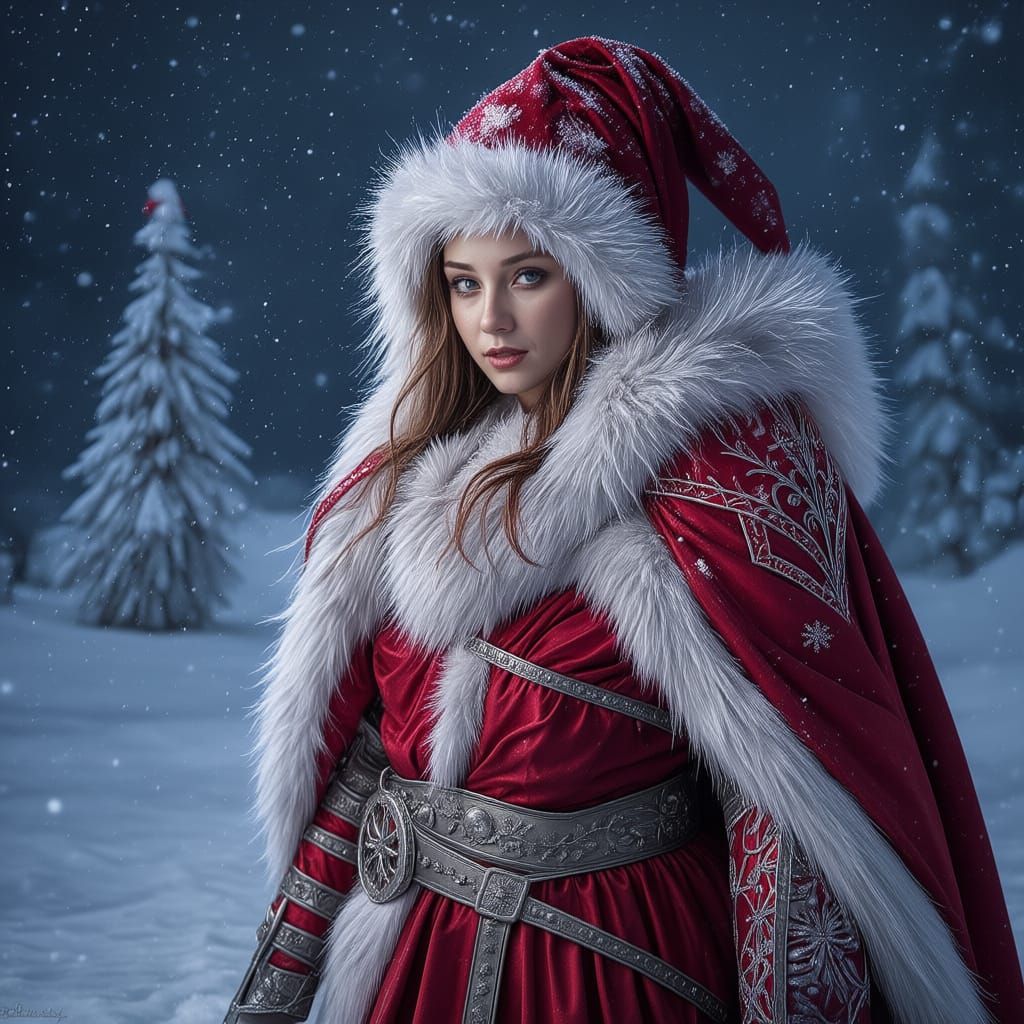 Dangerous Winter Warrior in Christmas Armor