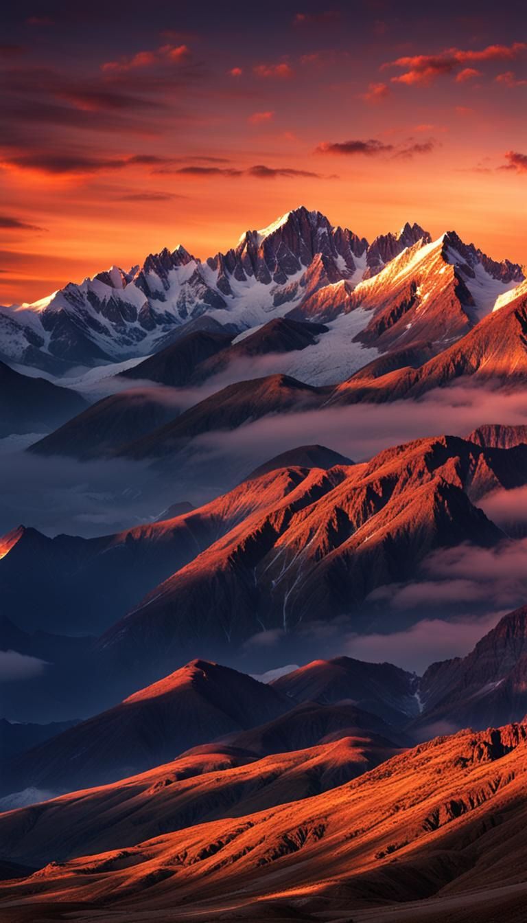 Mountains at Sunset: A Stunning Vista
