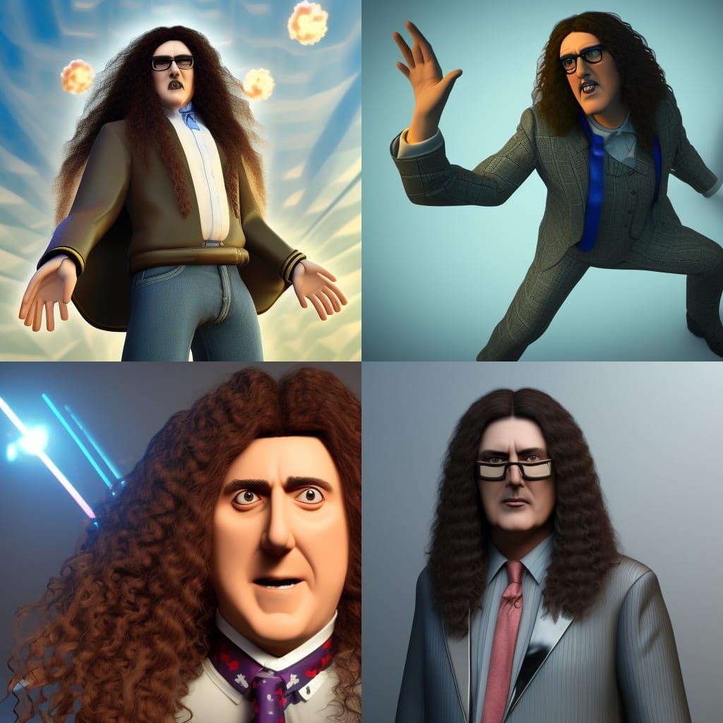 Weird Al Yankovic in 3D Cinematic Style