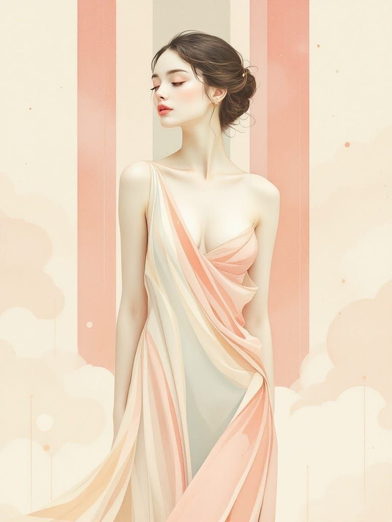 Ethereal Woman in Art Nouveau Style