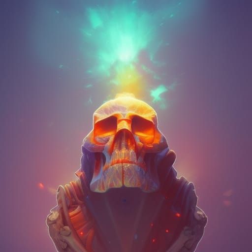 Intricate Crystal Skull in Art Nouveau Style