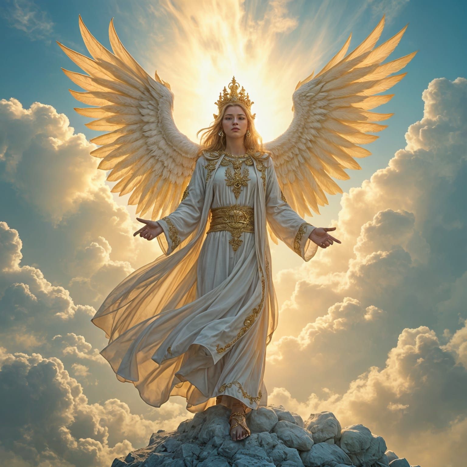 Majestic Deity in Flowing Robes, Dreamy Art