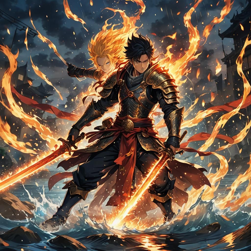 Anime Warriors Clash: Fire Sword vs Water Sword