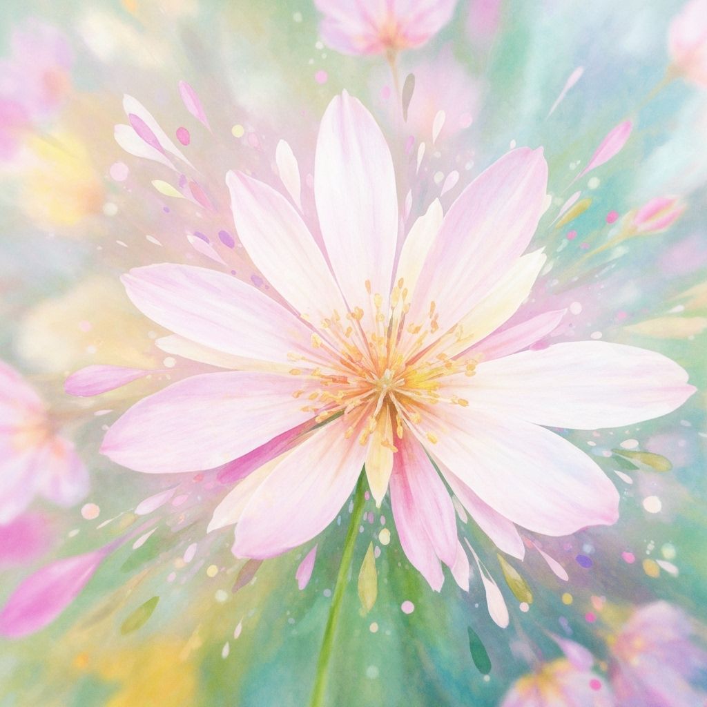 Ethereal Pastel Flowers in Watercolor Style