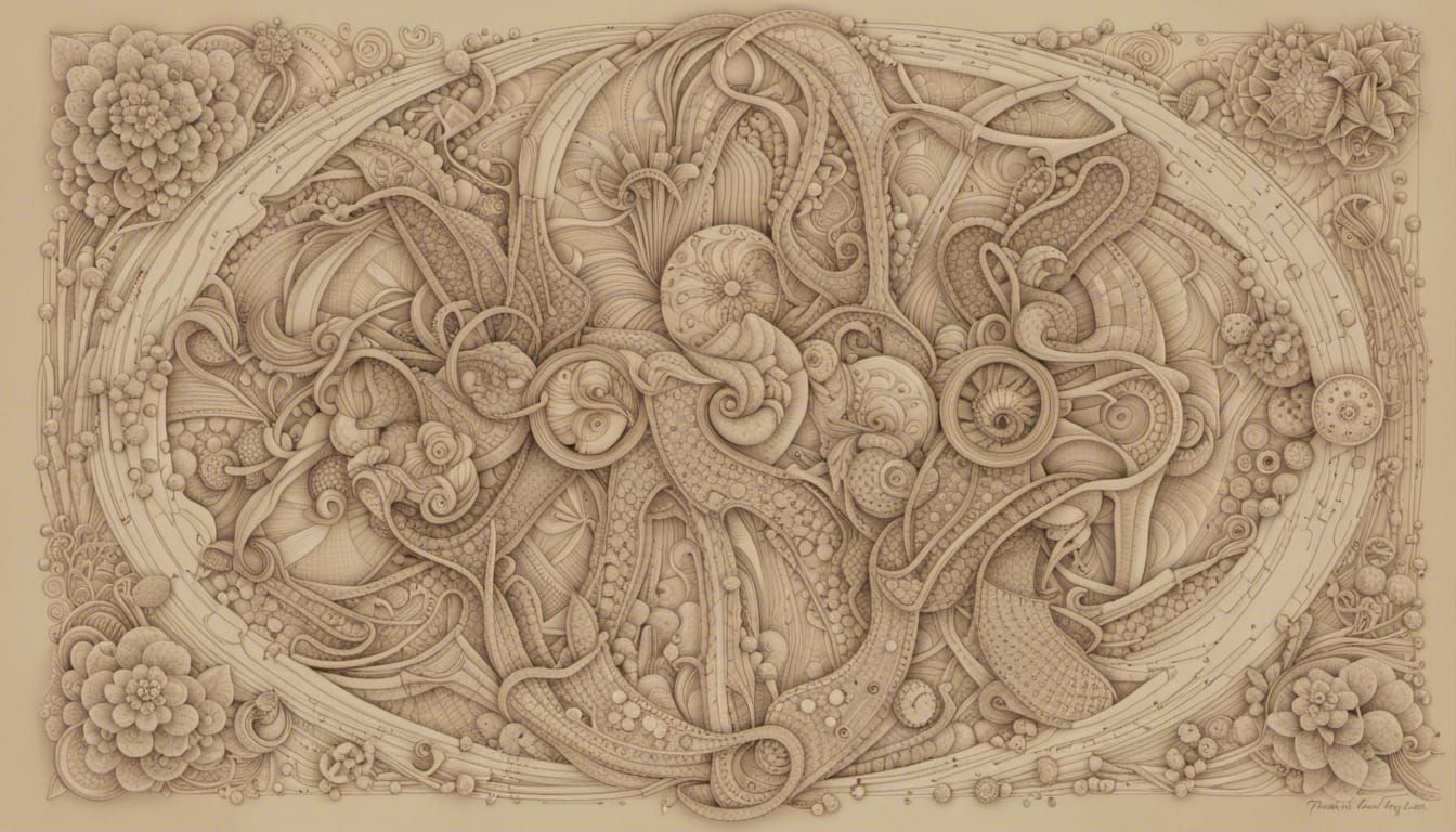 Technical Drawings of Intuitive Flora with Quantum Zentangle