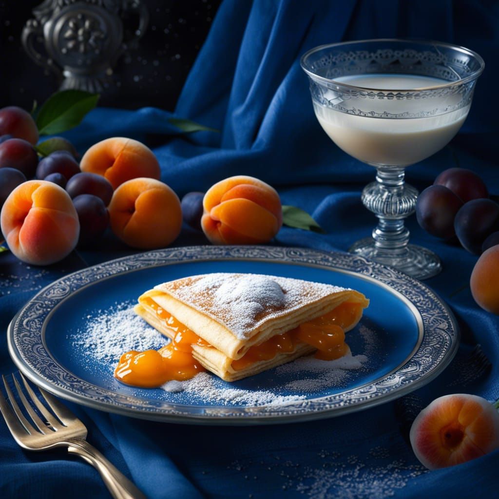 Crépes with Apricot Jam in Detailed Matte Painting