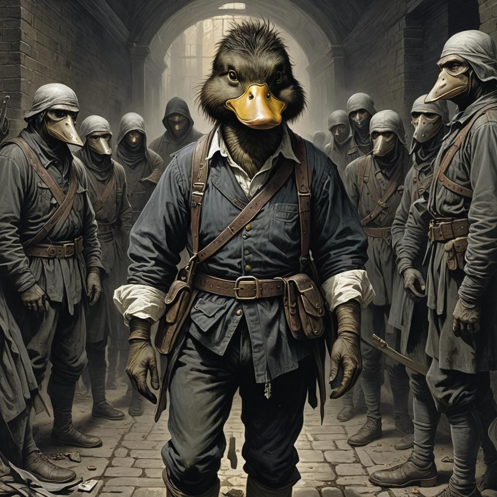 Horror Duck in Straitjacket, Doré Style