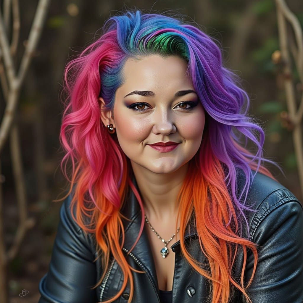 Gritty Rainbow Haired Punk Portrait