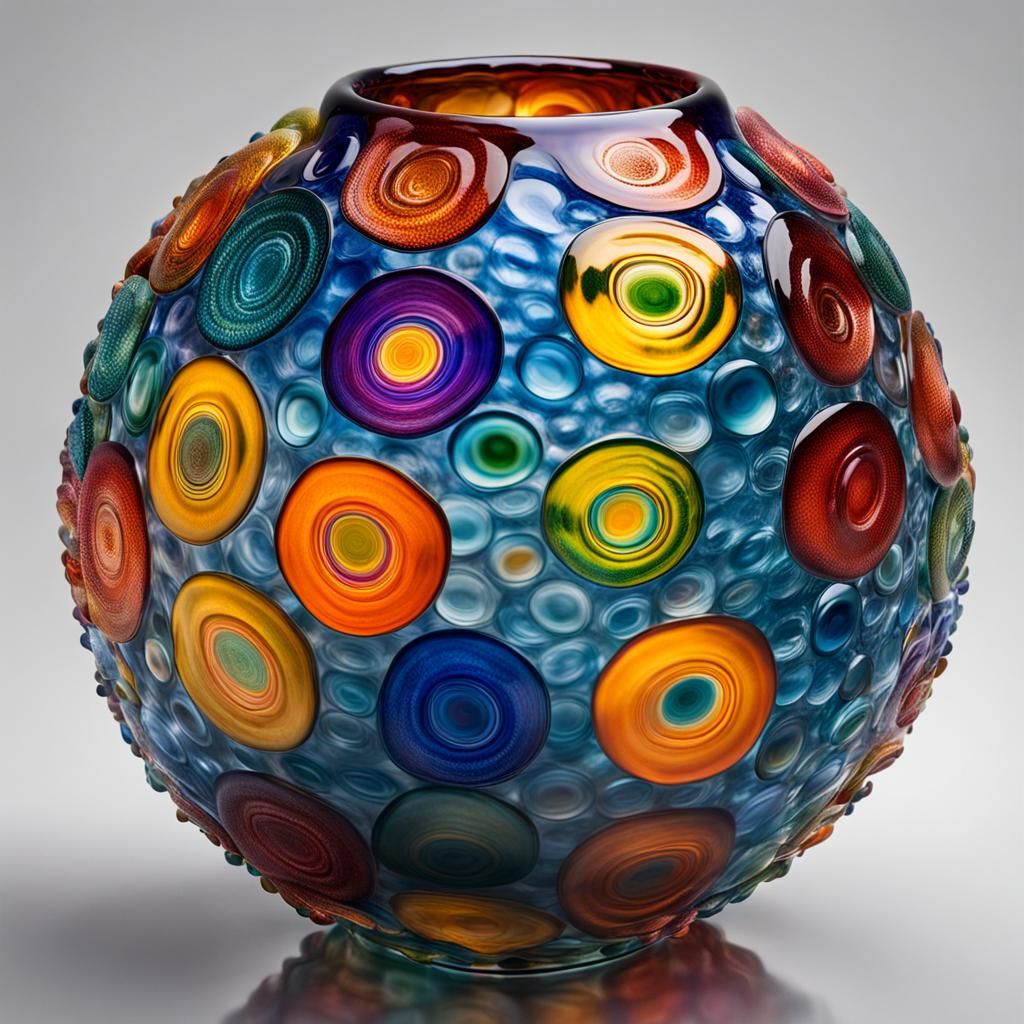 Colorful Venetian Glass Vase Reflections