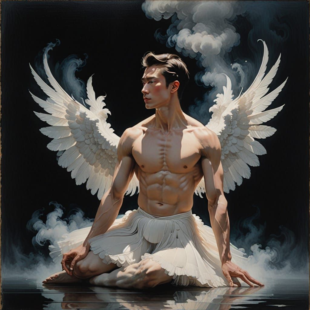 Shirtless Male Dancers in Ethereal Smoke