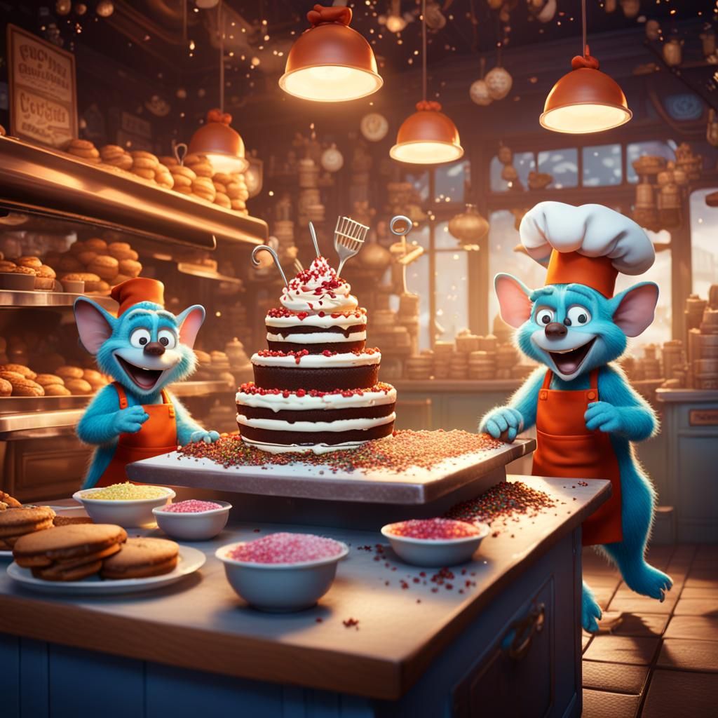 Chef Gremlins Baking a Cake: Fantasy Concept Art