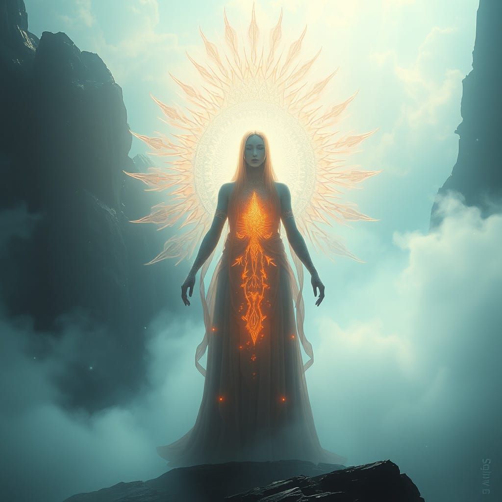 Ethereal Guardian of Truth Illuminates Mystical Realm