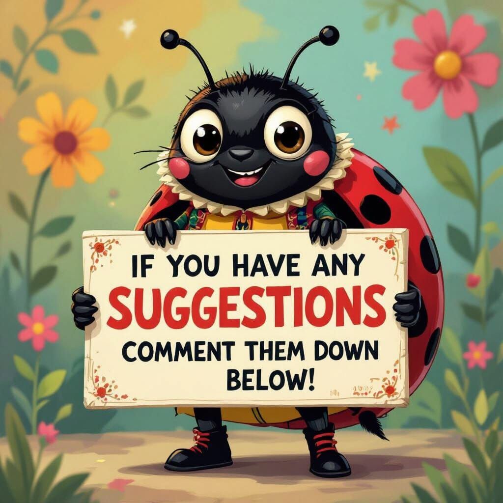 Ladybug Sign: A Digital Painting in Whimsical Style