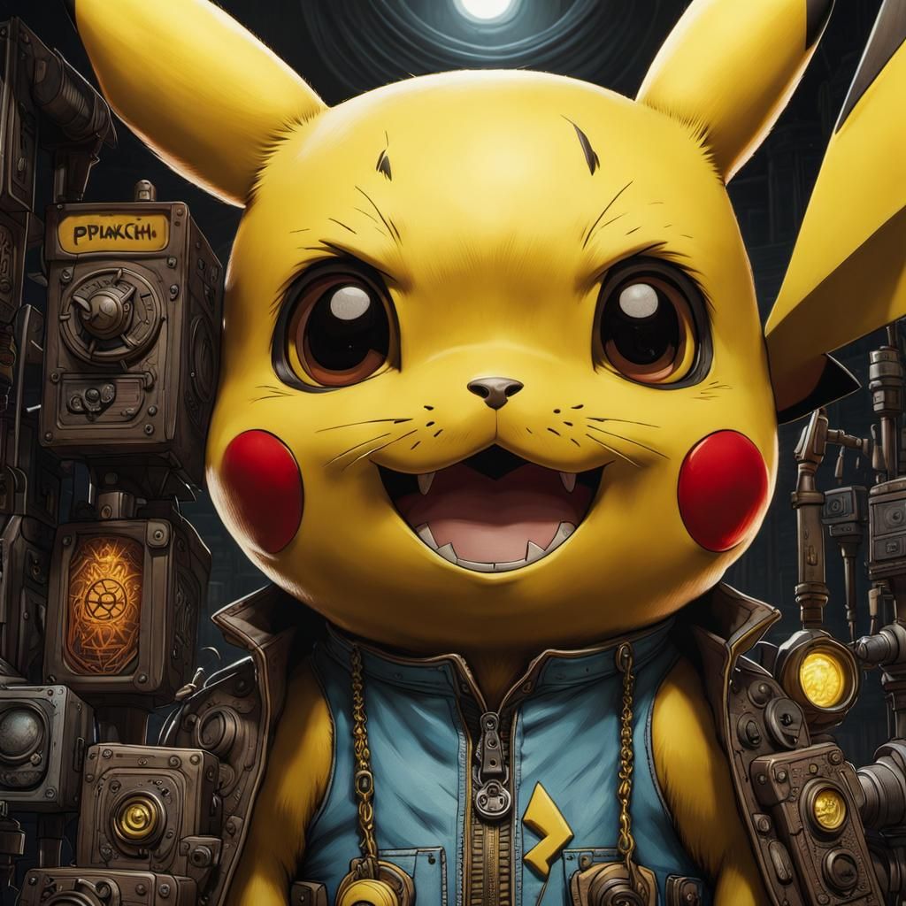 Ominous Pikachu in Post-Apocalyptic Style
