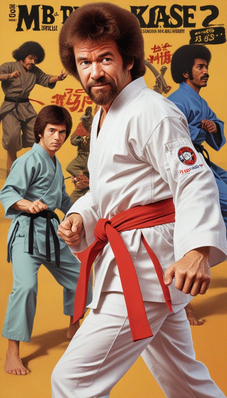 Bob Ross as Martial Arts Master in MAD Magazine Style