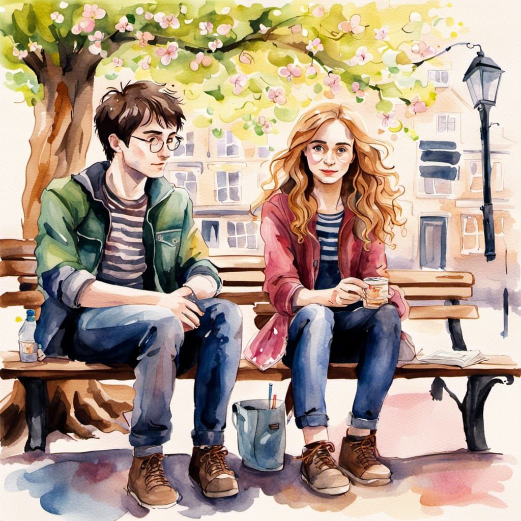 Magical Watercolour Portrait of a Hipster Couple