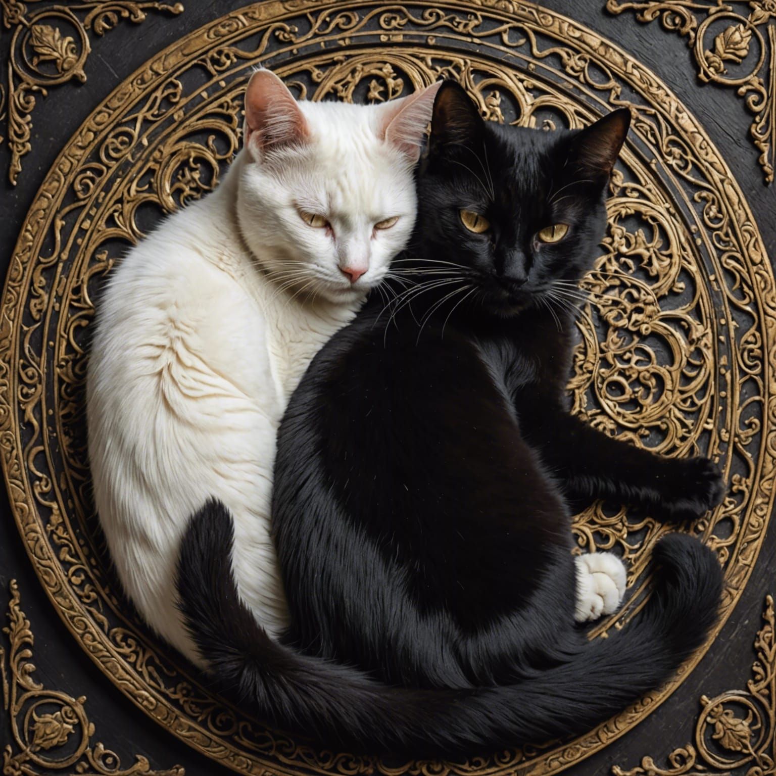 Yin Yang: Black and White Cats As Hyperrealism