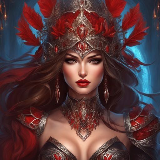 Beautiful Circassian Girl in Red and Silver Lingerie