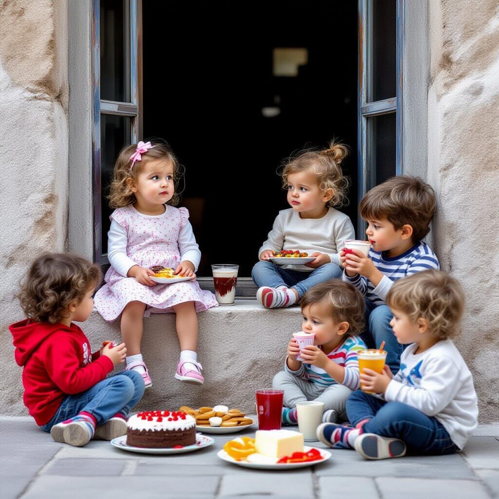 Sad Toddler Watches Children Eat Sweets