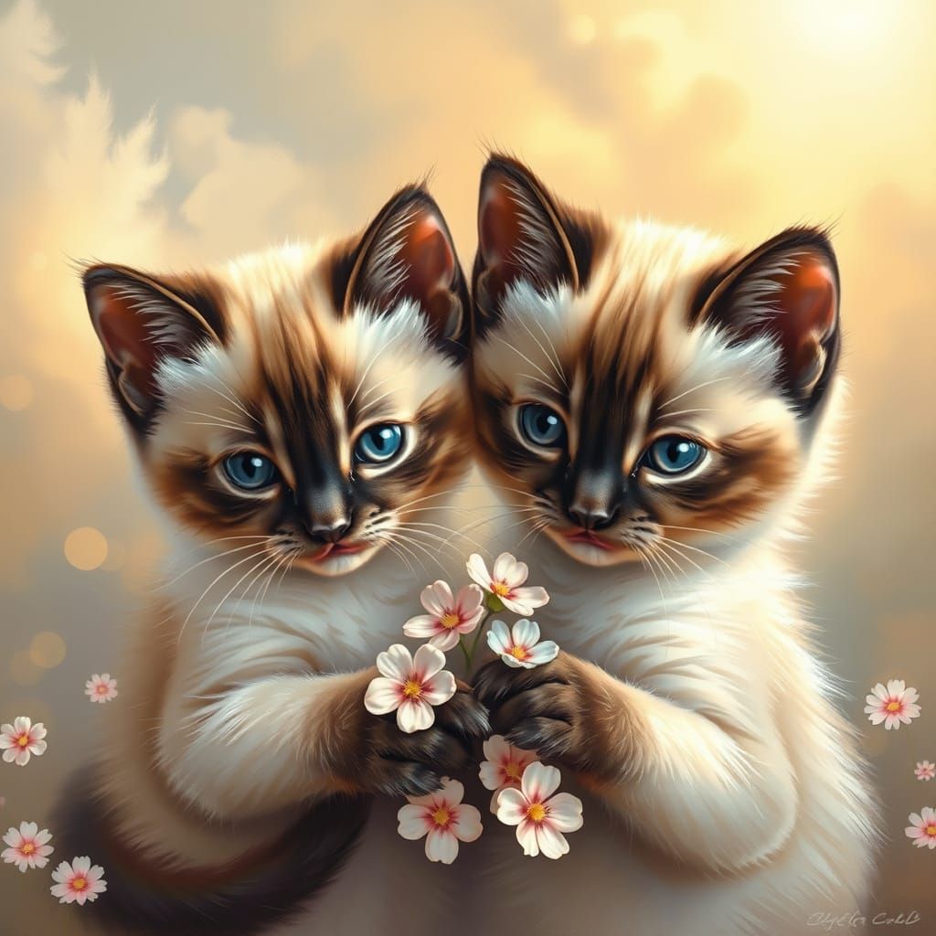 Siamese Kittens, Flowers