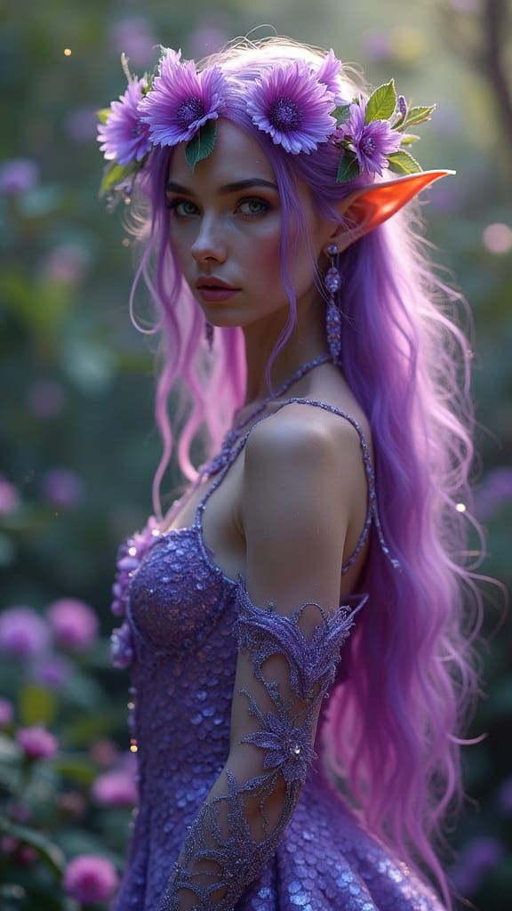 Mystical Elf Woman in Enchanted Forest