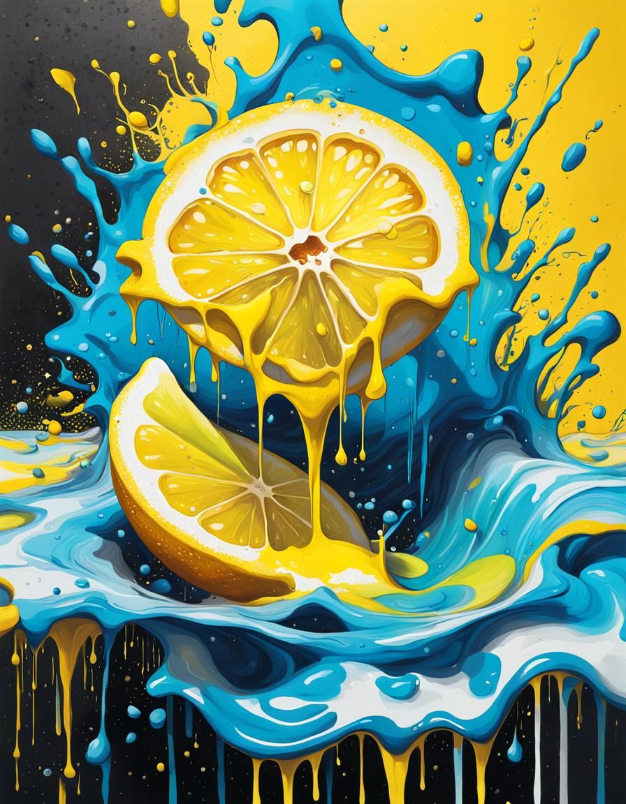 Lemon Splash: Graffiti Art in Yellow Liquid