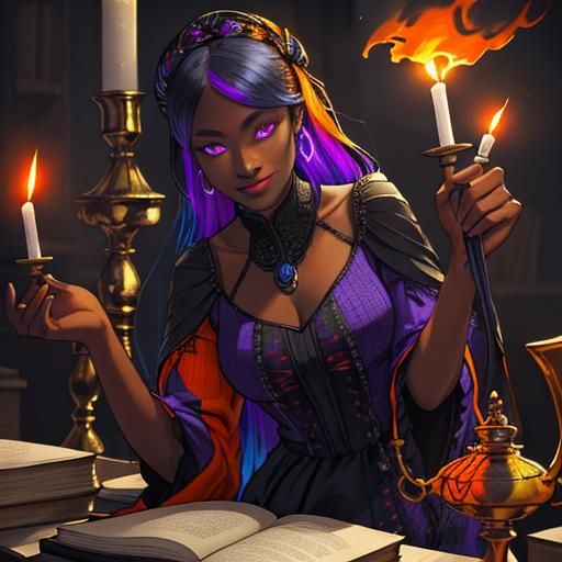 Hyperrealistic Portrait of Girl Reading by Candlelight