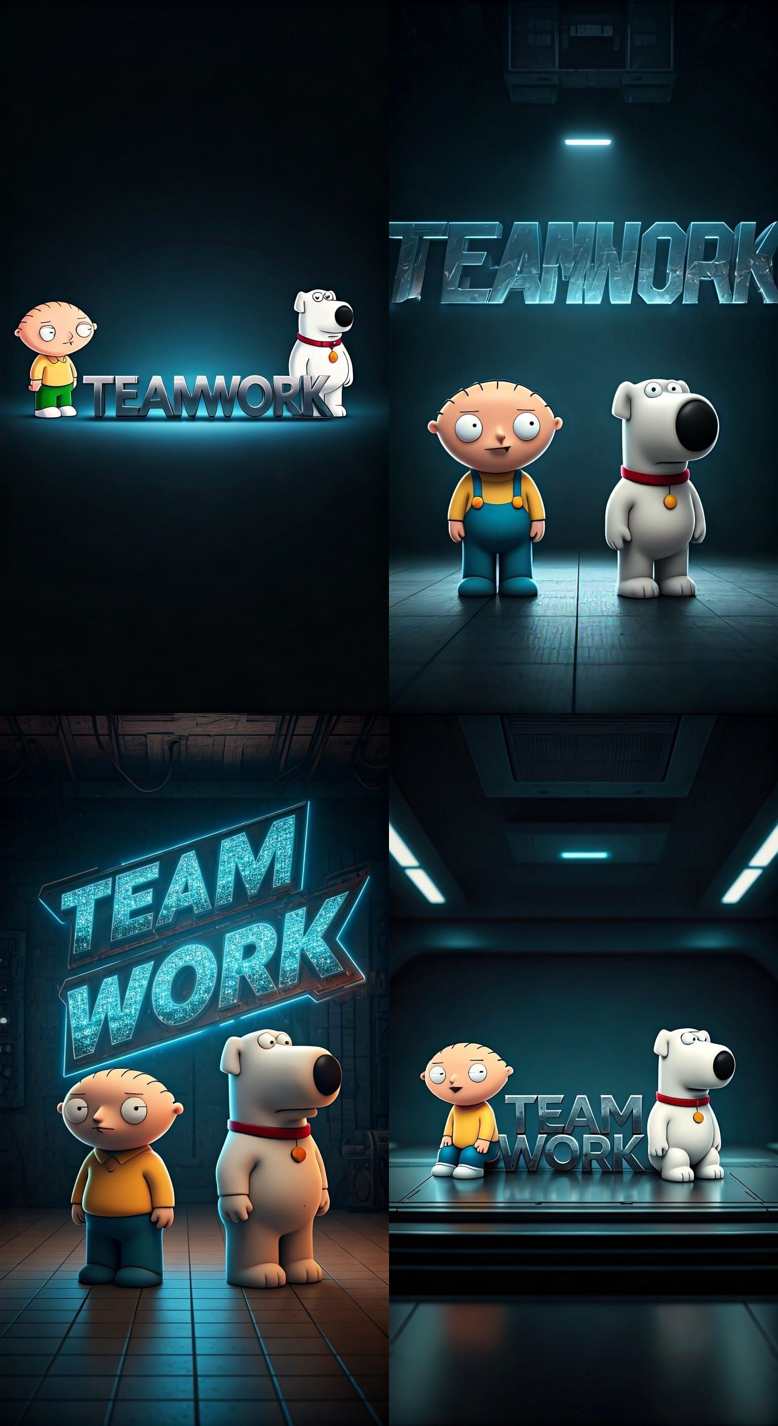 Stewie and Brian Griffin Teamwork in Pixar Style