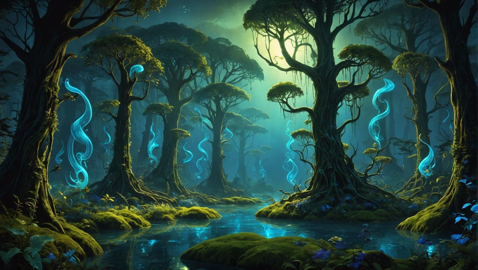 Ethereal Bioluminescent Forest with Radiant Fairies
