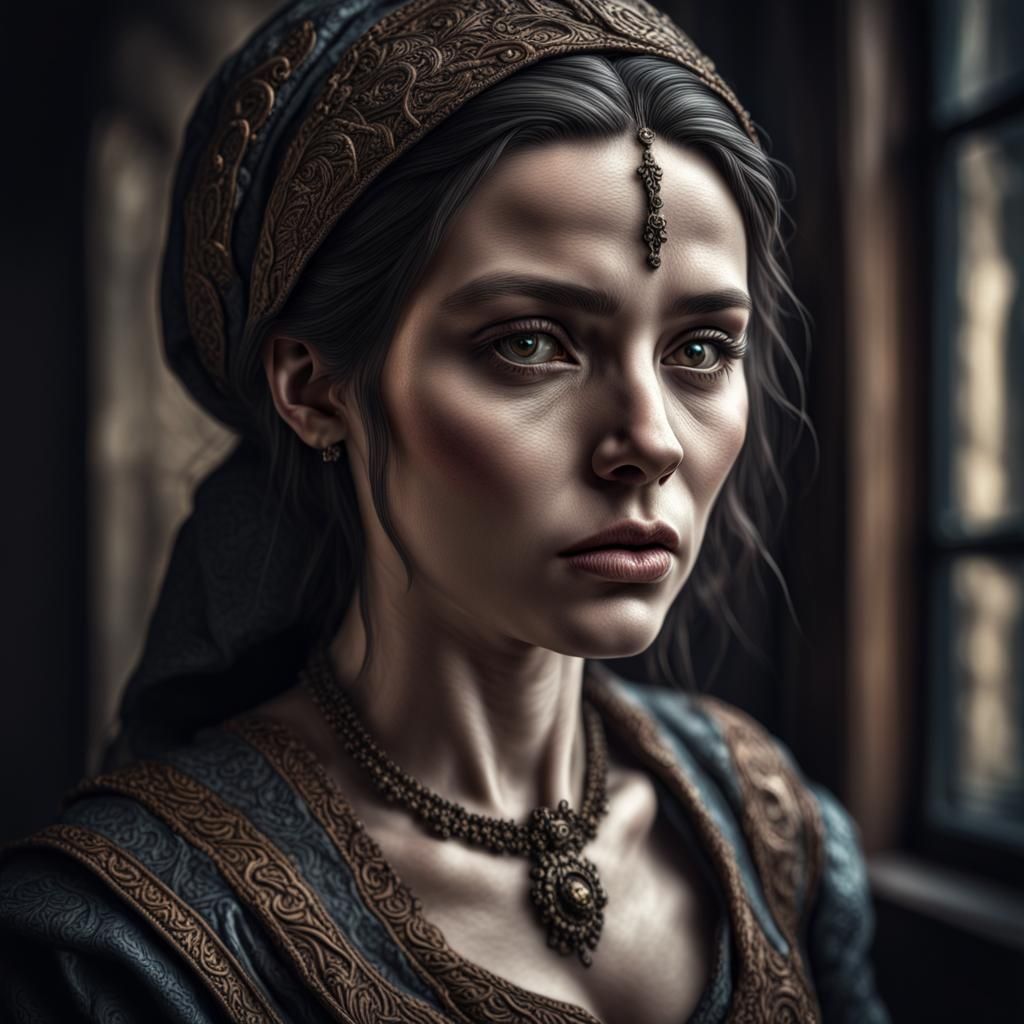 Hyperrealistic Oubliette Woman in Cinematic Composition