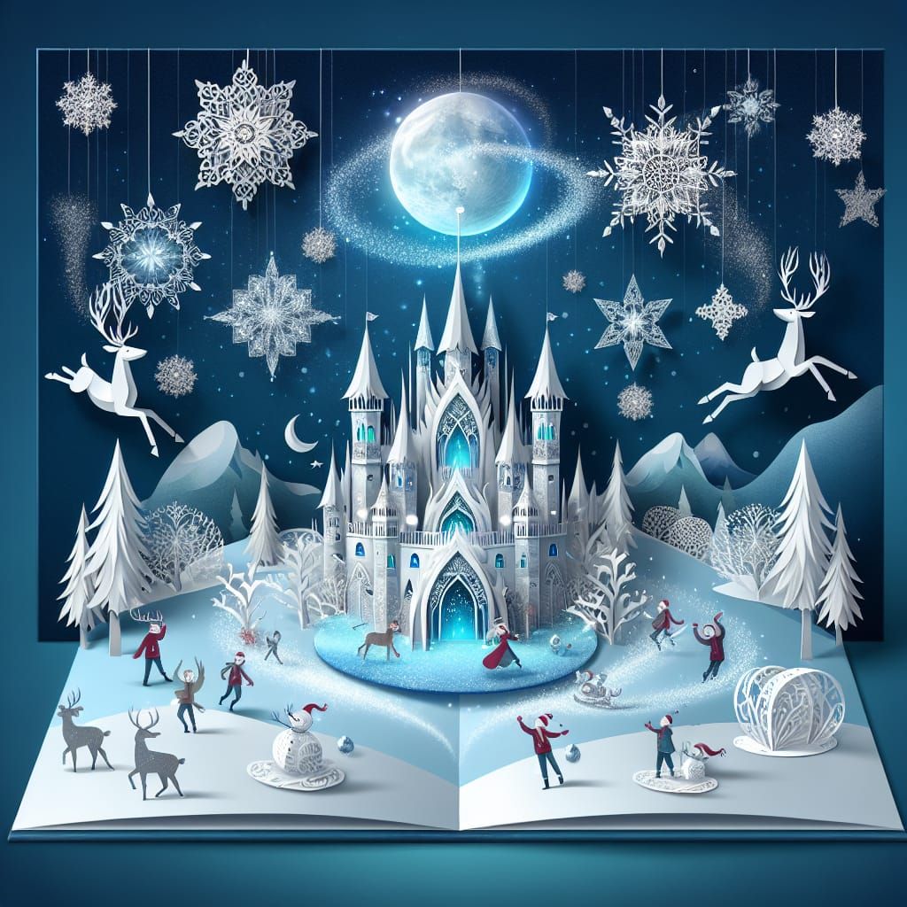 Enchanting Winter Scene in a Pop-Up Book
