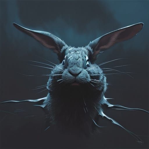 Invisible Rabbit's Menacing Grip in Dreamlike Atmosphere