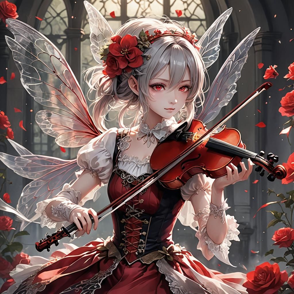 Evil Fairy Plays Violin in Anime Style