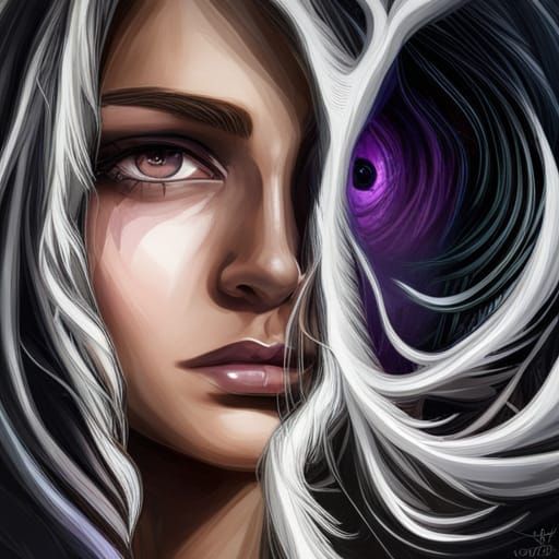 Woman with Heterochromatic Eyes in Digital Portrait