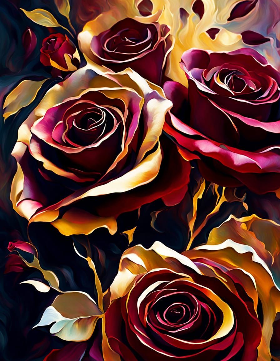 Mystical Rose Woman in Abstract Expressionism