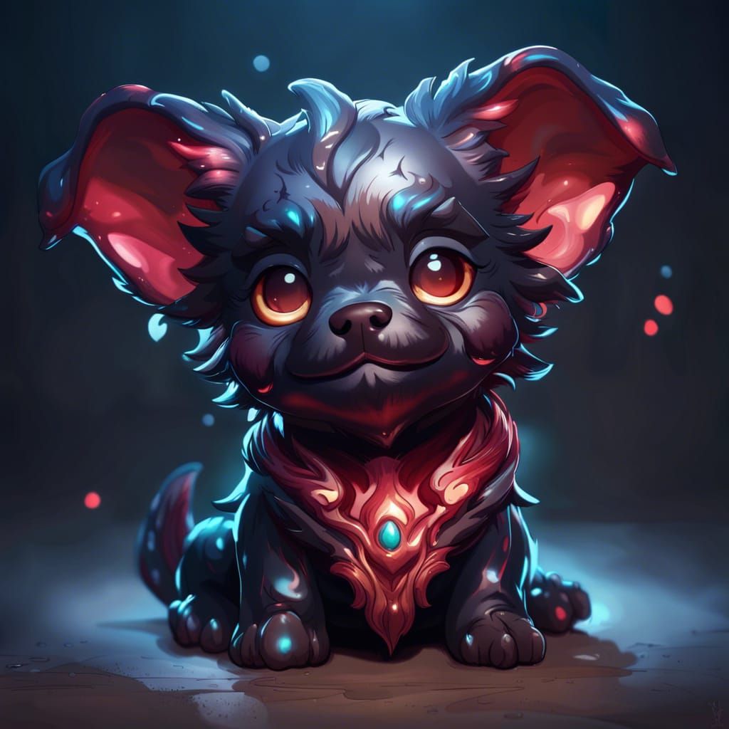Detailed Chibi Demon Puppy Portrait