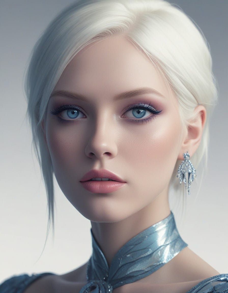 Stunning portrait of beautiful woman with platinum blonde ha...