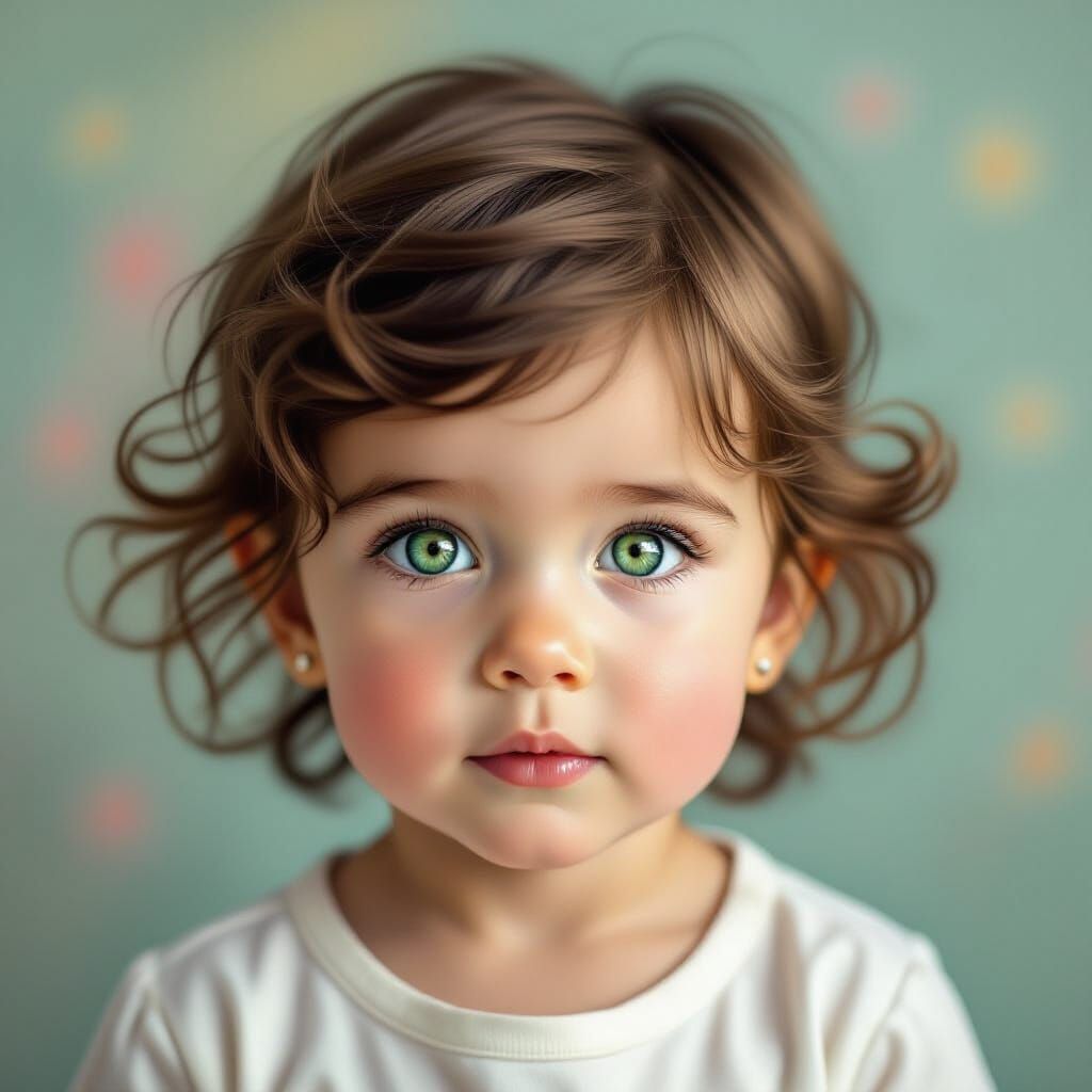 Hyperrealistic Portrait of a Child with Green Eyes