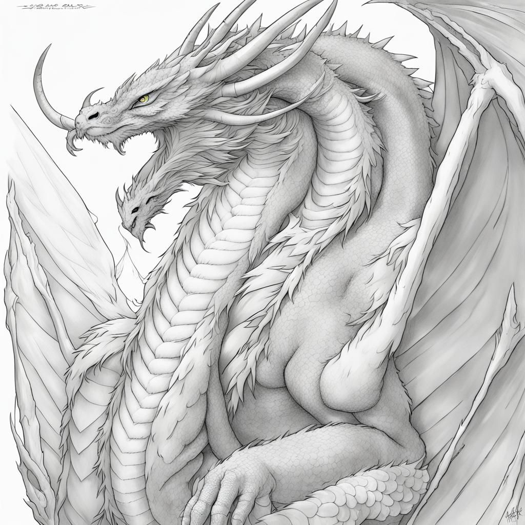 Dragon-Human Fusion Line Art for Coloring