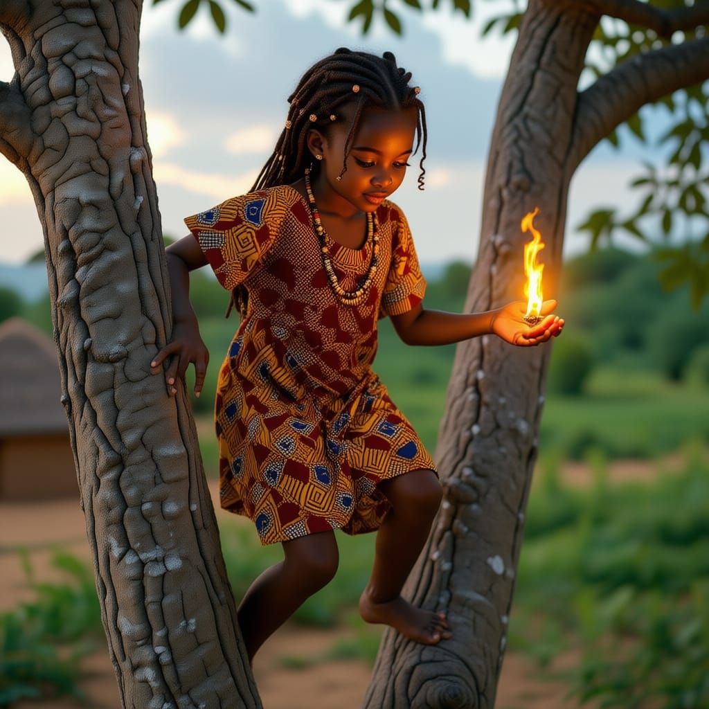 Star Spirit Gifts Flame to Young African Girl