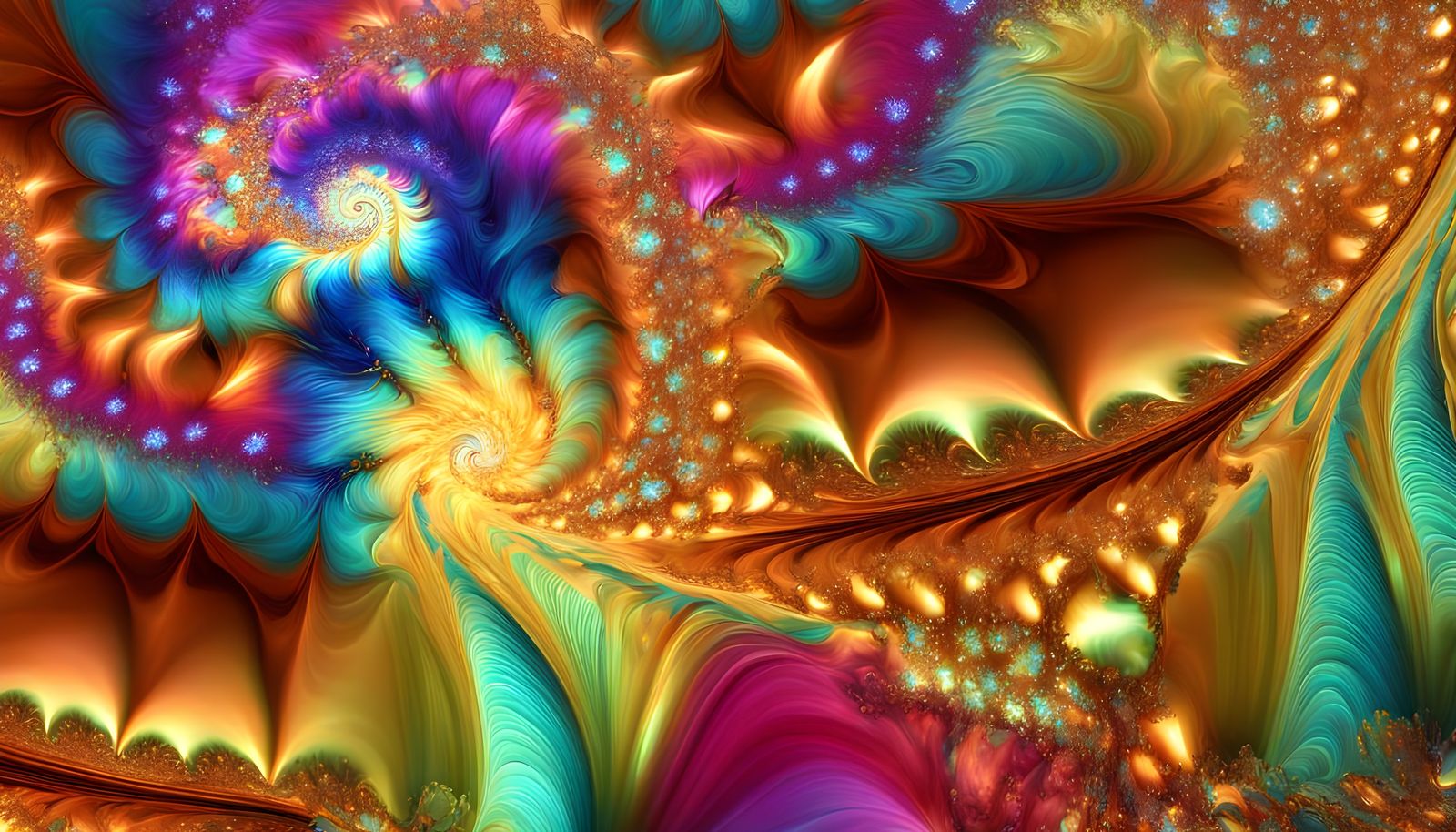 Fluorescent Cosmic Energy Whirlpools in Abstract 3D