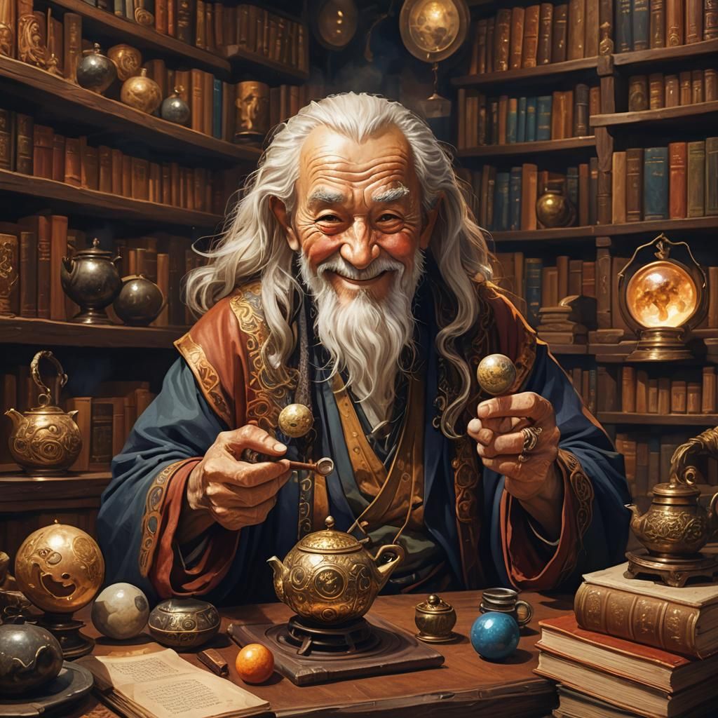 Wise Sorcerer with Yin Yang Ball Concept Art