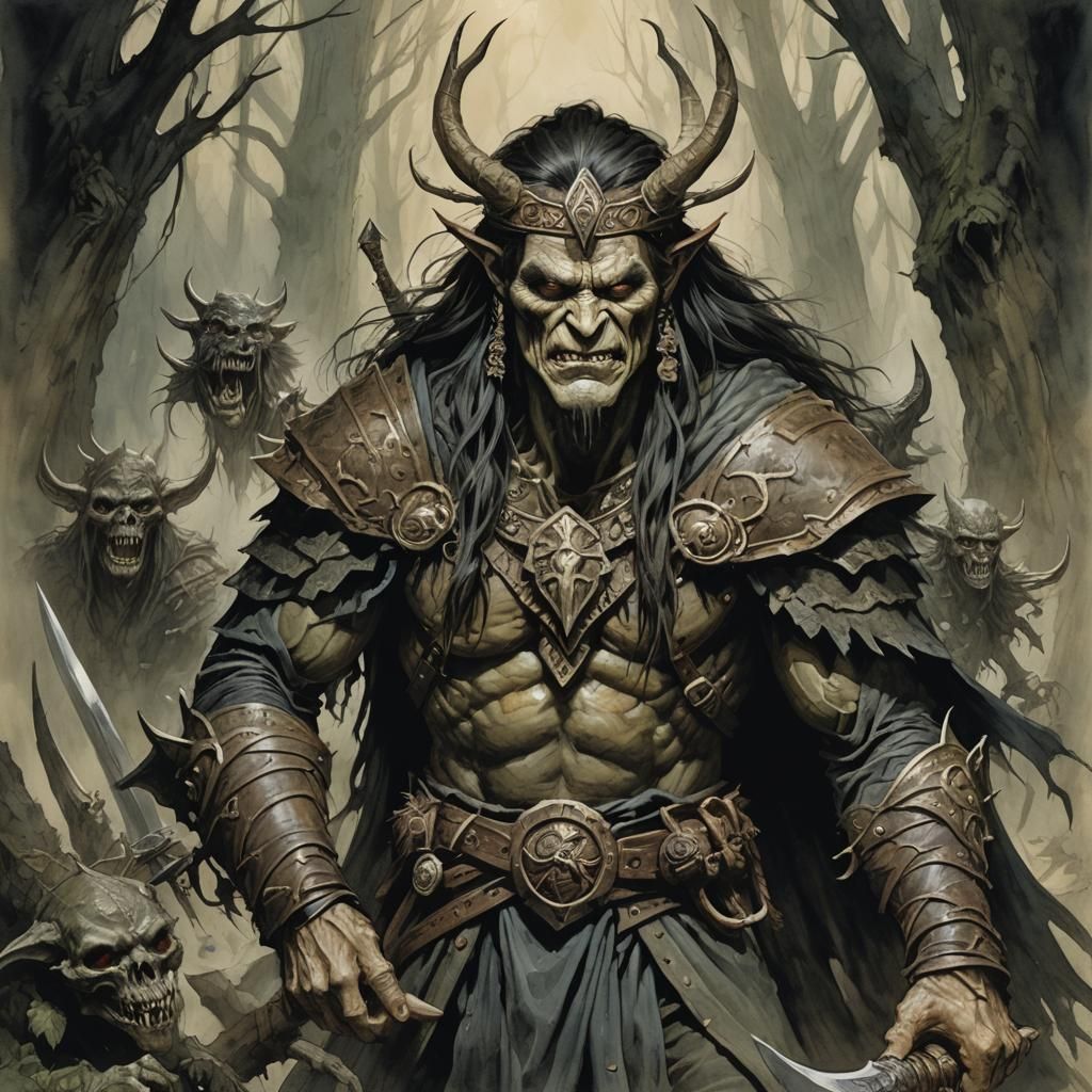 Conan-esque Barbarian in Brian Froud Style