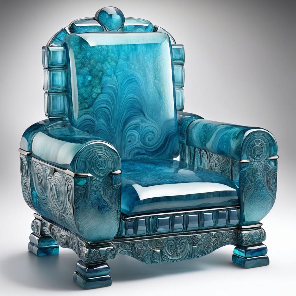 Aquamarine Throne with Sapphire Herons in Art Deco